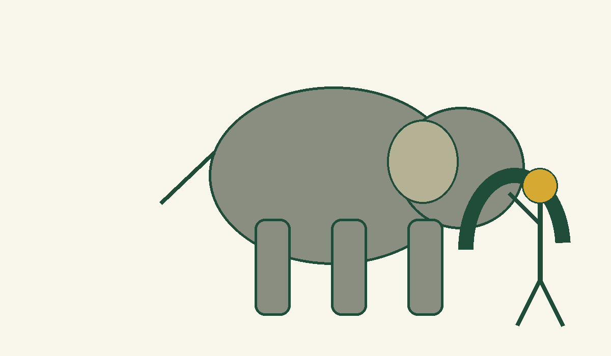 Un voyageur touche la trompe de l'éléphant