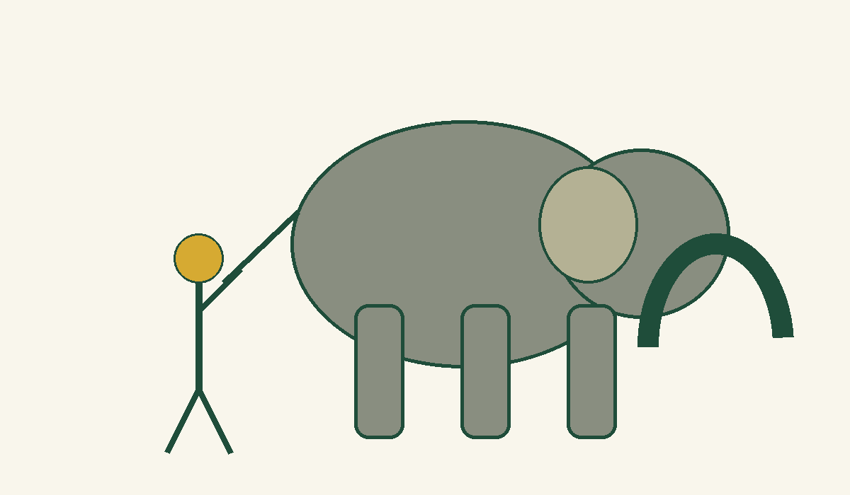 Un voyageur tient la queue de l'éléphant